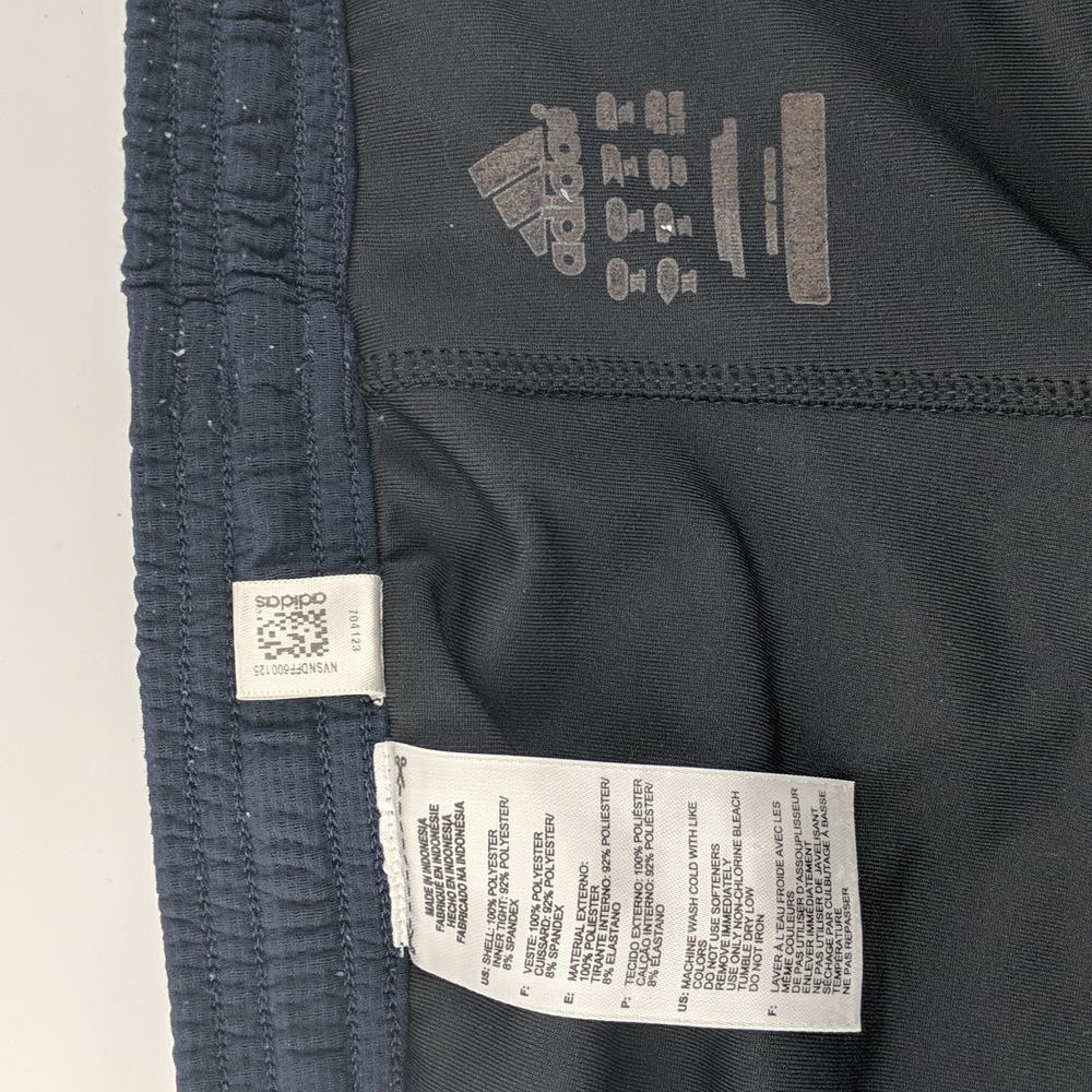 Adidas Men's Shorts Size XL Blue White Stripe Inbuilt Bike Shorts Zip Pocket - Picture 8 of 9